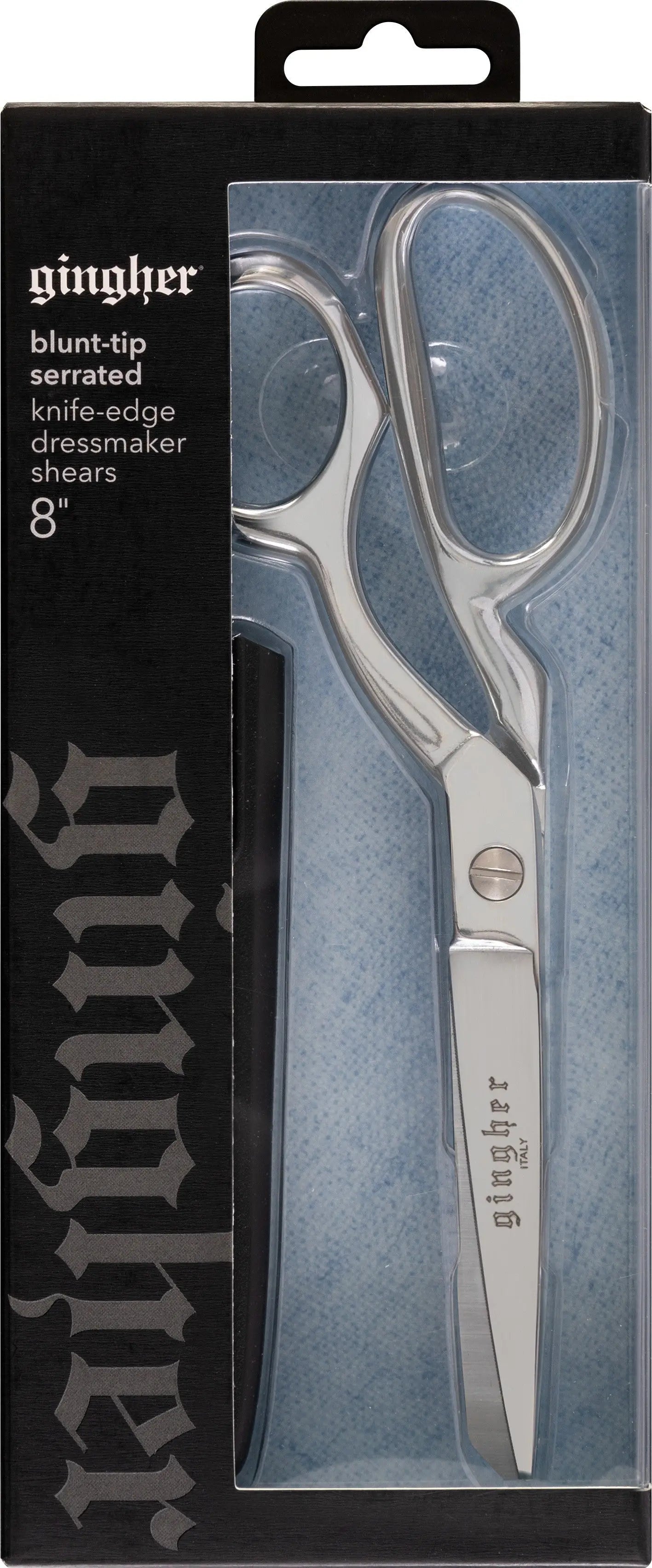 Gingher 8in Serrated/Knife Edge Dressmakers Shears Blunt Tip